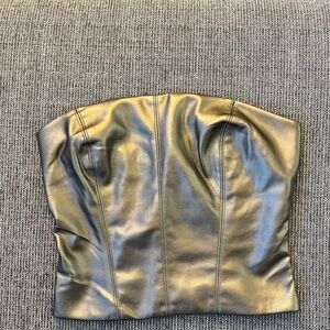 Kirious Metallic Faux Leather Strapless Corset Crop Top – Medium| Gold & Copper